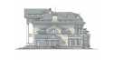 Проект узкого двухэтажного дома из кирпича в классическом стиле с трехместным гаражом и бассейном, с размерами 32 м на 22 м - EV-7